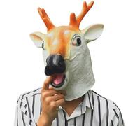 Hperu Deer Mask, Funny Sika Deer Head Latex Mask Animal Head for Christmas Party Halloween Costume Cosplay Dress - Halloween Animal
