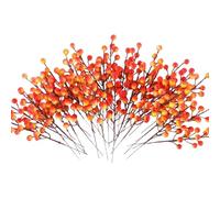 Hperu Fall Picks, 40pcs Fall Berry Stems, 8.7 inch Lifelike Orange Foam & Plastic Artificial Picks For Wreaths Gift Boxes, Autumn Thanksgiving Christmas Decor