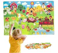 Hperu Felt Board Story Set, Farm Animals Felt Board for Toddlers, Interactive Hanging Wall Activity, 41x30 Inch