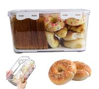 Hperu Glass Bread Box,13x8x3in Transparent Dust-proof PET Bread Container Bakery Loaf with Lid Time Recording Fridge Food Storage Containers with Removable Colanders