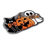 Hperu Halloween Bath Mat, Non-Slip Ghost Shape Bathroom Rug, Water Absorbent Soft Halloween Decor for Porch Garage Entryway, Style 2, 16x24 Inch