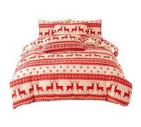 Hperu King Size Quilt Bedding Set 3Pcs Full/Queen Size Soft Festive Elk Christmas Quilt Set Includes 2 Pillowcases Buffalo Plaid Comforter for All Seasons - Comforter King