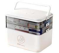 Hperu Medicine Storage Box,Clear Plastic Medicine Organizer Box For Cabinet 3-Tier Partitioned First Aid Storage Box With Handle Large Capacity Medicine Storage Box For Family, Office