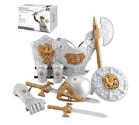 Hperu Medieval Armor, Kids Knight Costume Set with Shield, Helmet, Sword & Accessories - Medieval Role Play Royal Dress-Up Costume for Boys Girls Ages 3-10, Style 1