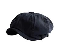 Hperu Men's Vintage Painter Hats Summer Octagonal Newspaper Boy Cap Cabbie Flat Hat Black Berets