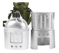 Hperu Metal Canteen,Metal Canteen 900ml Anodized Canteen Set Includes 1 Canteen, 1 Canteen Cup, 1 Canteen Cup Stove & Storage Bag, Portable Water Canteen for Camping, Survival, Outdoor