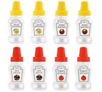 Hperu Mini Ketchup Bottle, 8Pcs 25ml Empty Mini Condiment Squeeze Bottles, Clear Plastic Portable Containers with Sealing Lid for Picnic, Travel, and Kitchen Use
