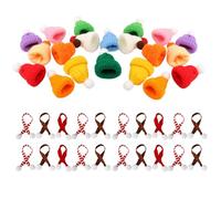 Hperu Mini Scarves For Crafts Mini Christmas Hats and Scarves 40Pcs/Set Mini Santa Hats for Crafts Assorted Color DIY Craft Mini Knitting Hat for Wine Bottle Xmas Party Decorations