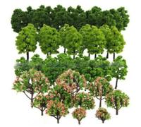 Hperu Miniature Trees, 70Pcs/Set Assorted DIY Simulation Miniature Trees with Stake, Model for Architecture Model Railway Scenery Landscape Projects