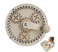 Hperu Montessori Busy Board, Wooden Activity Board with Manually Rotating Gears, Fine Motor Skills Toy for Early Education, Sensory Learning Table for Toddlers Boys and Girls