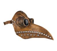 Hperu Plague Doctor Costume, Latex Steampunk Long Nose Adjustable Halloween Mask for Cosplay Brown+Silver