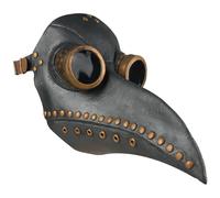 Hperu Plague Doctor Costume, Plague Doctor Mask Latex Steampunk Long Nose Costume, Adjustable Halloween Mask for Halloween Cosplay, Black and Brown