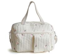 Hperu Quilted Diaper Bag Tulips Pattern Hand-Held Maternity Cute Diaper Tote Bag Portable Baby Tote for Mom Travel Hospital - Cute