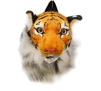 Hperu Realistic 3D Tiger Head Backpack, Furry Cotton Stuffed Animal Zipper Backpack 14 Inch for Travel and Daily Use Stuffed Animal
