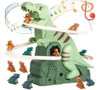 Hperu Roller Coaster Toys for Toddlers, Safe Kids Dinosaur Toys with Dynamic Lights Sounds Educational DIY Toddler Roller Coaster with 12 Cute Dinosaurs Age 3+