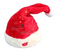 Hperu Santa Hat Singing and Dancing Electric Christmas Hat Plush Velvet Cap for Christmas New Year Party Supplies -