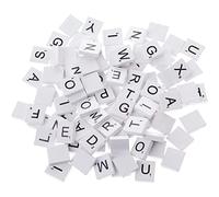 Hperu Scrabbles Tiles, 100Pcs White Wood Chips with English Alphabet - DIY Puzzle Literacy Squares for Baby Intellectual Development and Educational Games