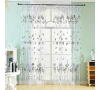 Hperu Sheer Voile Window Curtains, Tulle Printed Curtains for Living Room Bedroom Home Decoration, Black White 100 * 200cm Light Filtering Sheer Voile