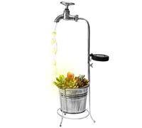 Hperu Solar Waterfall Lights,Solar Landscape Lights 23.6 Inch Water Faucet Solar Waterfall Lights With Flower Pot and Water Drop String Light Waterproof Solar Garden Ornaments for Lawn Patio Y