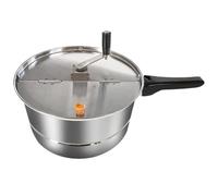 Hperu Stovetop Popcorn Maker with Manual Stirring Handle, Non-Stick Stainless Steel Pot with Heat Insulation Lid for Home Use