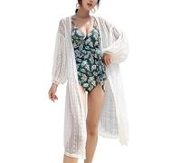 Hperu Swim Cover Up For Women,Kimonos for Women White Lace Cover Ups for Women Long Sunproof Cardigan for Women Breathable Cotton Loose Summer Kimono for Beach Swim