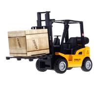 Hperu Toy forklift, Realistic Alloy Toy forklift with Movable Lifter and Pull Back Action, Includes Container and Rack for Educational Fine Motor Skill Development