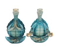 Hperu Turtle Statue, 2Pcs Turtle Yoga Figurines and Beachy Sea Statues, Summer Beach Meditation Decorations for Home and Office Beachy Room Decor