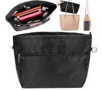 Hperu Waterproof Oxford Cloth Tote Bag Organizer Insert, Foldable Lightweight Purse Organizer with Multi-Pockets and Zipper, Handbag Inner Storage Bag