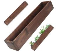 Hperu Wooden Box, 19.7x4x2.8 Rustic Wood Planter Box, Rectangular Succulent Flower Pot, for Courtyard, Farmhouse, Patio, Indoor Outdoor Home, Garden Decor, Wood