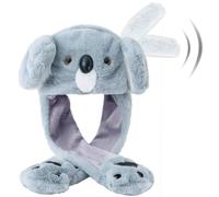 Hpfulseazn Ear Moving Jumping Warm Plush Animal Hats Movable Dancing Ear Flap Hat Earflaps Movable Fluffy Cap(Koala)