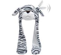 Hpfulseazn Ear Moving Jumping Warm Plush Animal Hats Movable Dancing Ear Flap Hat Earflaps Movable Fluffy Cap(Tiger, Black and White)