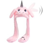 Hpfulseazn Ear Moving Jumping Warm Plush Animal Hats Movable Dancing Ear Flap Hat Earflaps Movable Fluffy Cap(Pink Unicorn)