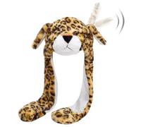 Hpfulseazn Ear Moving Jumping Warm Plush Animal Hats Movable Dancing Ear Flap Hat Earflaps Movable Fluffy Cap(Leopard)