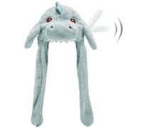 Hpfulseazn Ear Moving Jumping Warm Plush Animal Hats Movable Dancing Ear Flap Hat Earflaps Movable Fluffy Cap(Blue Shark)