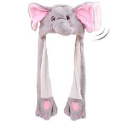 Hpfulseazn Ear Moving Jumping Warm Plush Animal Hats Movable Dancing Ear Flap Hat Earflaps Movable Fluffy Cap(Elephant)