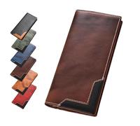 HPFVHRDCE Leather Bifold Wallet for Men, Vintage Cowhide Western Long Card Holder, Large Capacity Genuine Leather Wallet for Daily Use