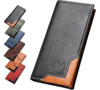 HPFVHRDCE Leather Bifold Wallet for Men, Vintage Cowhide Western Long Card Holder, Large Capacity Genuine Leather Wallet for Daily Use