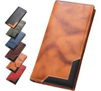 HPFVHRDCE Leather Bifold Wallet for Men, Vintage Cowhide Western Long Card Holder, Large Capacity Genuine Leather Wallet for Daily Use