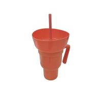HPFVHRDCE Silicone 2-in-1 Snack & Drink Cup with Bowl & Straw - 900-1000 ml Reusable Portable Stadium Tumbler for Snacks and Beverages at Movies, Parties, Travel (One Piece, Multiple Colours)