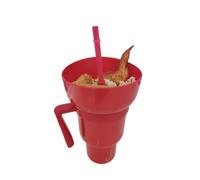 HPFVHRDCE Silicone 2-in-1 Snack & Drink Cup with Bowl & Straw - 900-1000 ml Reusable Portable Stadium Tumbler for Snacks and Beverages at Movies, Parties, Travel (One Piece, Multiple Colours)