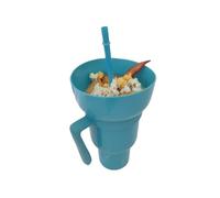 HPFVHRDCE Silicone 2-in-1 Snack & Drink Cup with Bowl & Straw - 900-1000 ml Reusable Portable Stadium Tumbler for Snacks and Beverages at Movies, Parties, Travel (One Piece, Multiple Colours)