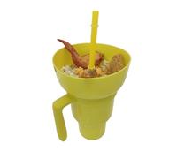 HPFVHRDCE Silicone 2-in-1 Snack & Drink Cup with Bowl & Straw - 900-1000 ml Reusable Portable Stadium Tumbler for Snacks and Beverages at Movies, Parties, Travel (One Piece, Multiple Colours)