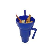HPFVHRDCE Silicone 2-in-1 Snack & Drink Cup with Bowl & Straw - 900-1000 ml Reusable Portable Stadium Tumbler for Snacks and Beverages at Movies, Parties, Travel (One Piece, Multiple Colours)