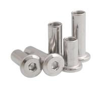 HPGHZNYNMK 2-10pcs M3 M4 M5 M6 M8 304 Stainless Steel Flat Hex Socket Head Allen Furniture Bed Connector Rivet Joint Insert Sleeve Nut Bolts and Nuts(M3 10pcs,50mm)