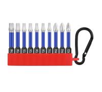 HPHOPE Professional Shockwave Screwdriver Bit Set 10-Piece - 50mm Torx, Pozi, Phillips, Hexagon Bits with Key Ring
