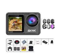 HPHPH Action Camera, Action Camera 5K 4K 60FPS EIS Interchangeable Lens 48MP Zoom Electronic Stabilizer Camera Action Camera For Vlog,Outdoor, Sports, Video(128G,Action Camera 5K B)