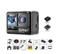 HPHPH Action Camera, Waterproof 4K 60FPS Anti-shake Action Camera Dual Screen 170° Wide Angle 30m Waterproof Sport Camera With Remote Control Outdoor Sport Cam,Outdoor, Sports, Video(64GB,5K-V39 A)