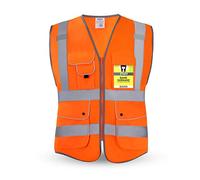 HPHST High Visibility Cycling Vest for Men and Women with Zip Reflective Vest Work Vest EN ISO 20471 (Orange X-Large)