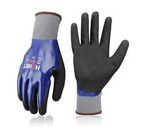 HPHST Waterproof Work Gloves 3 Pairs Nitrile Coating Gloves Waterproof and Oilproof Gardening Gloves Building Gloves for Men and Women Size 11 / XXL
