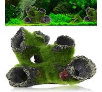 HPiano Resin Aquarium Tree Decoration Artificial Driftwood For Fish Tank, Aquarium Rock Cave Decoration with Green Grass for Fish Shrimp Hiding Aquarium Ornament Pet Supplies